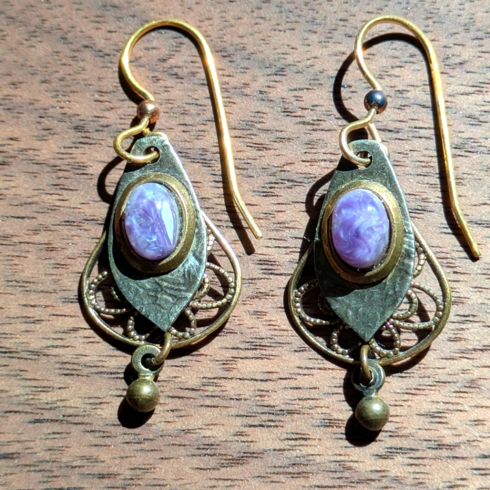Charoite Dangle Earrings.